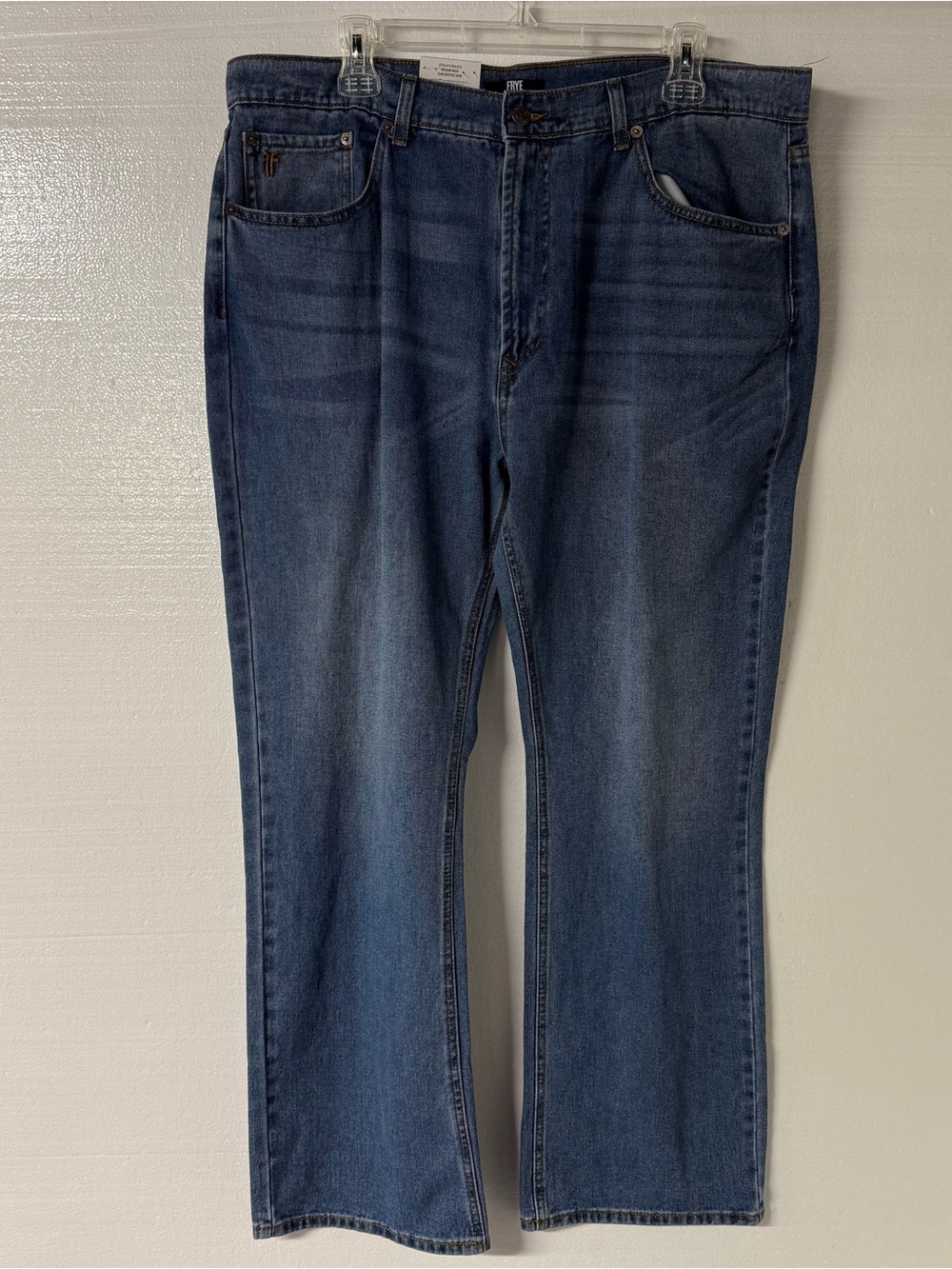 Frye Jeans Men Size 38X30 Medium Faded Wash Denim Slim Bootcut 100% Cotton
